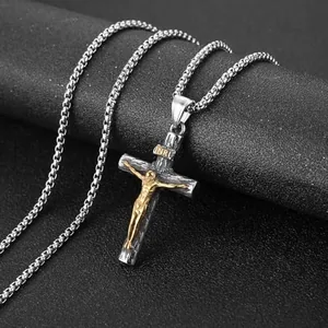 Jesus Crucifix Cross Pendant, stainless steel, another view