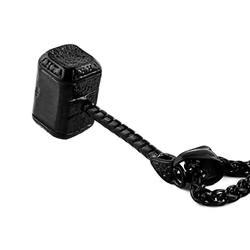 Thor Hammer Pendant, stainless steel, black