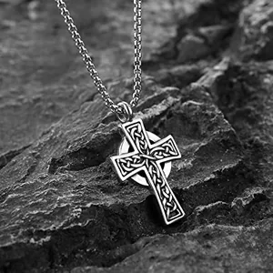 Celtic Cross Pendant, stainless steel, another view