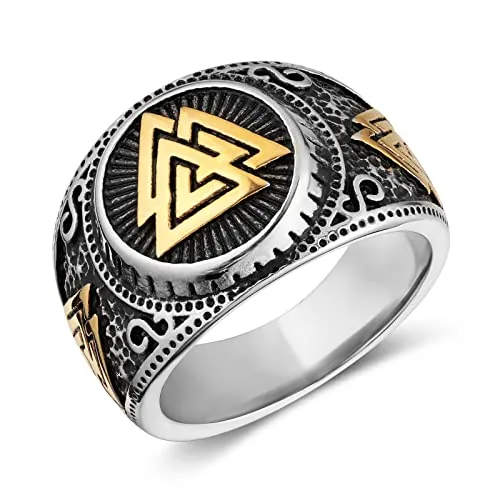 Viking Valknut Ring, stainless steel