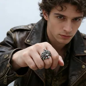Medusa Ring, stainless steel, another view