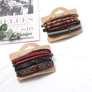 Hemp Cords Wood Bracelet, leather, another view