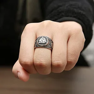 Viking Valknut Ring, stainless steel, another view