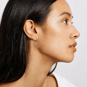 Grenade Dangle Drop Earrings, stainless steel, another view