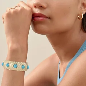 Turquoise Stone Bangle, gold-plated steel, gold, another view