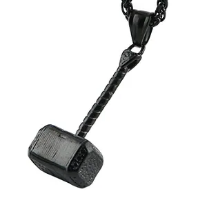 Thor Hammer Pendant, stainless steel, black, another view