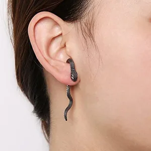 Snake Stud Earrings, stainless steel, another view