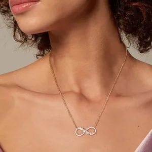 Sparkling Crystal Infinity Pendant, stainless steel, gold, another view