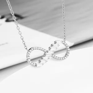 Sparkling Crystal Infinity Pendant, stainless steel, gold, another view