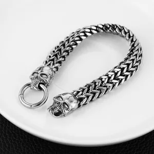 Skull Bracelet, stainless steel, red, another view