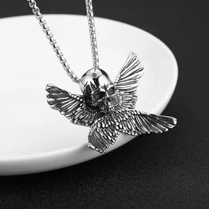 Winged Skull Pendant, stainless steel, another view