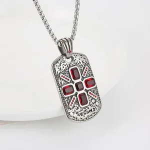Dog Tag, stainless steel, red, another view