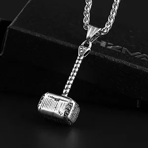 Thor Hammer Pendant, stainless steel, silver, another view