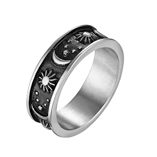 Moon Star Sun Ring, stainless steel, 8 mm