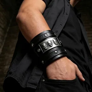 Viking Cuff Bracelet, leather, another view