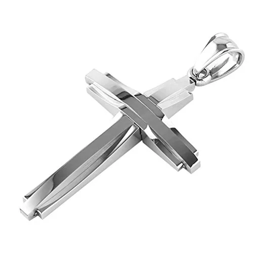 Cross Pendant, stainless steel, silver