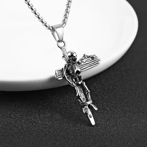 Cross Pendant, stainless steel, box chain, another view