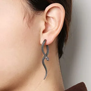 Snake Stud Earrings, stainless steel, another view
