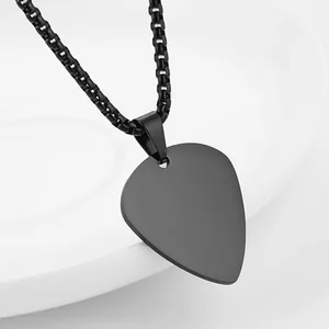Guitar Pick Pendant, stainless steel, gold, another view