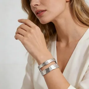 Open Wrist Bangle, alloy, silver, another view