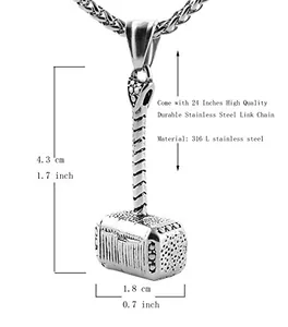 Thor Hammer Pendant, stainless steel, silver, another view