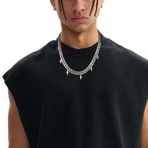 Streetwear Pendant, stainless steel, curb chain, silver, another view