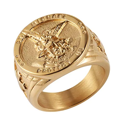 Michael Archangel Ring, stainless steel