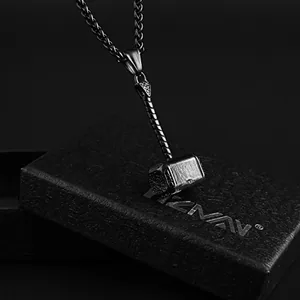 Thor Hammer Pendant, stainless steel, silver, another view