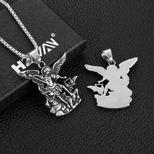 Saint Michael Pendant, stainless steel, another view