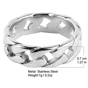Band Ring, stainless steel, Cuban chain, 7 mm, another view