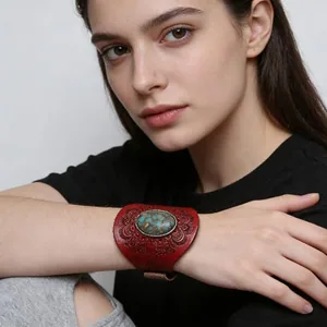Turquoise Bracelet, leather, another view