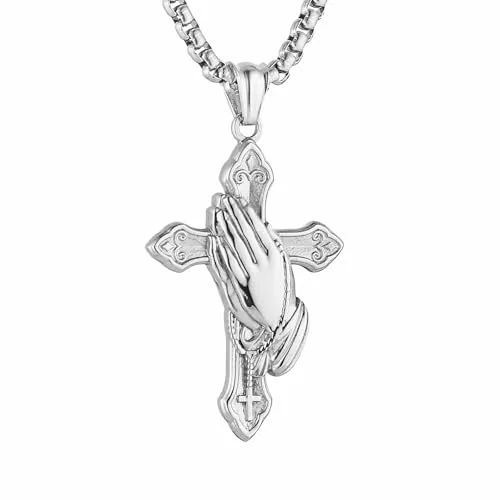 Praying Pendant, stainless steel, silver
