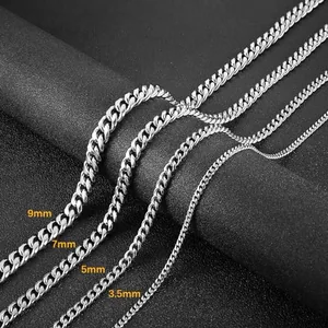 Chain, stainless steel, Cuban link, 3.5 mm, another view