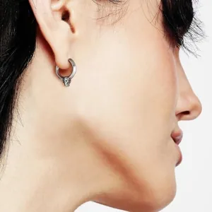 Skull Huggie Earrings, stainless steel, another view