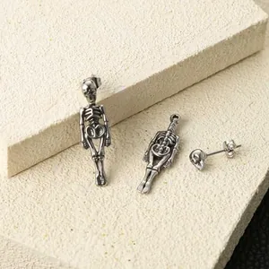Skull Stud Earrings, stainless steel, another view