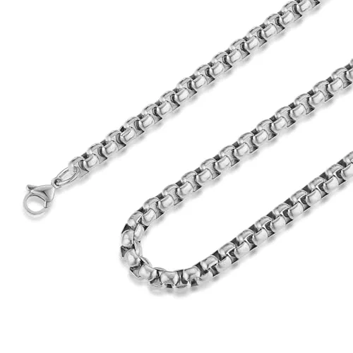 Chain, stainless steel, box link, 2–6 mm