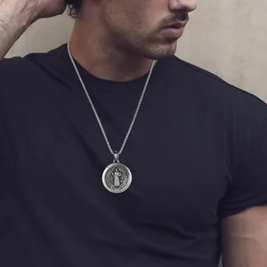 Saint Benedict Pendant, stainless steel, 22 in, another view