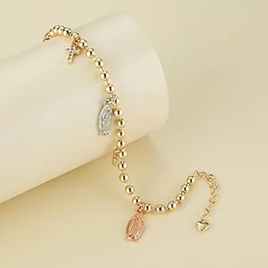 Virgin Mary Cross Rosary, gold-plated steel, another view