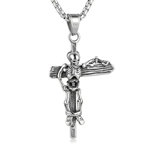 Cross Pendant, stainless steel, box chain