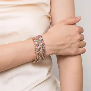 Tennis Stretch Bracelet, gold-plated steel, pack of 10, another view