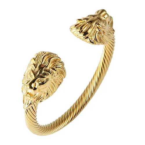 Lion Bangle, gold-plated steel, gold