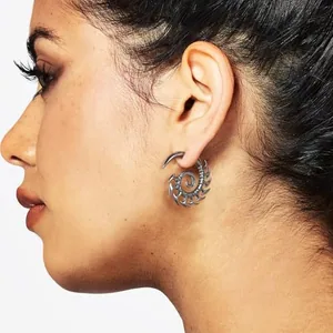 Conch Scorpion Tail Stud Earrings, stainless steel, silver, another view