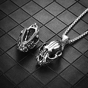 Openable Sabertooth Tiger Pendant, stainless steel, silver, another view