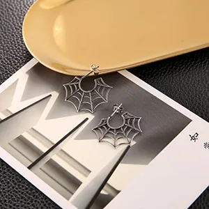 Spider Spider Web Earrings, stainless steel, another view