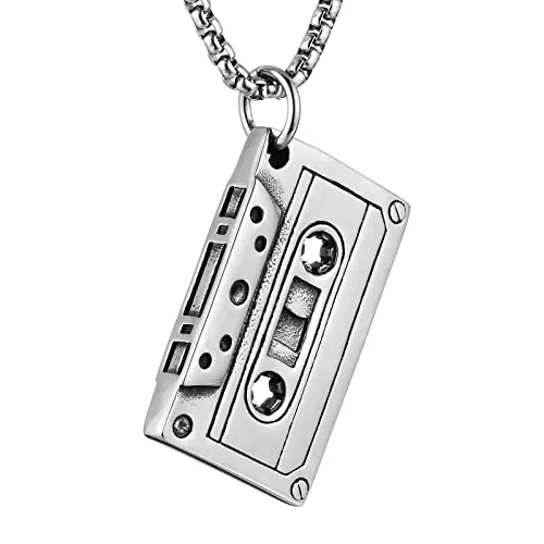 Sided Pendant, stainless steel, box chain