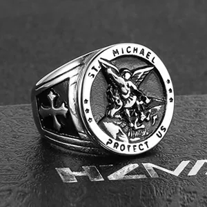 Michael Archangel Ring, stainless steel, another view