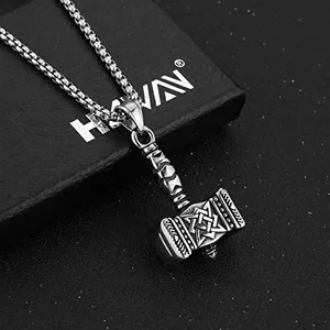 Viking Thors Hammer Pendant, stainless steel, another view