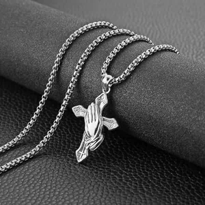 Praying Pendant, stainless steel, silver, another view