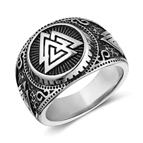 Viking Valknut Ring, stainless steel