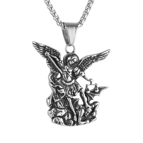 Saint Michael Pendant, stainless steel